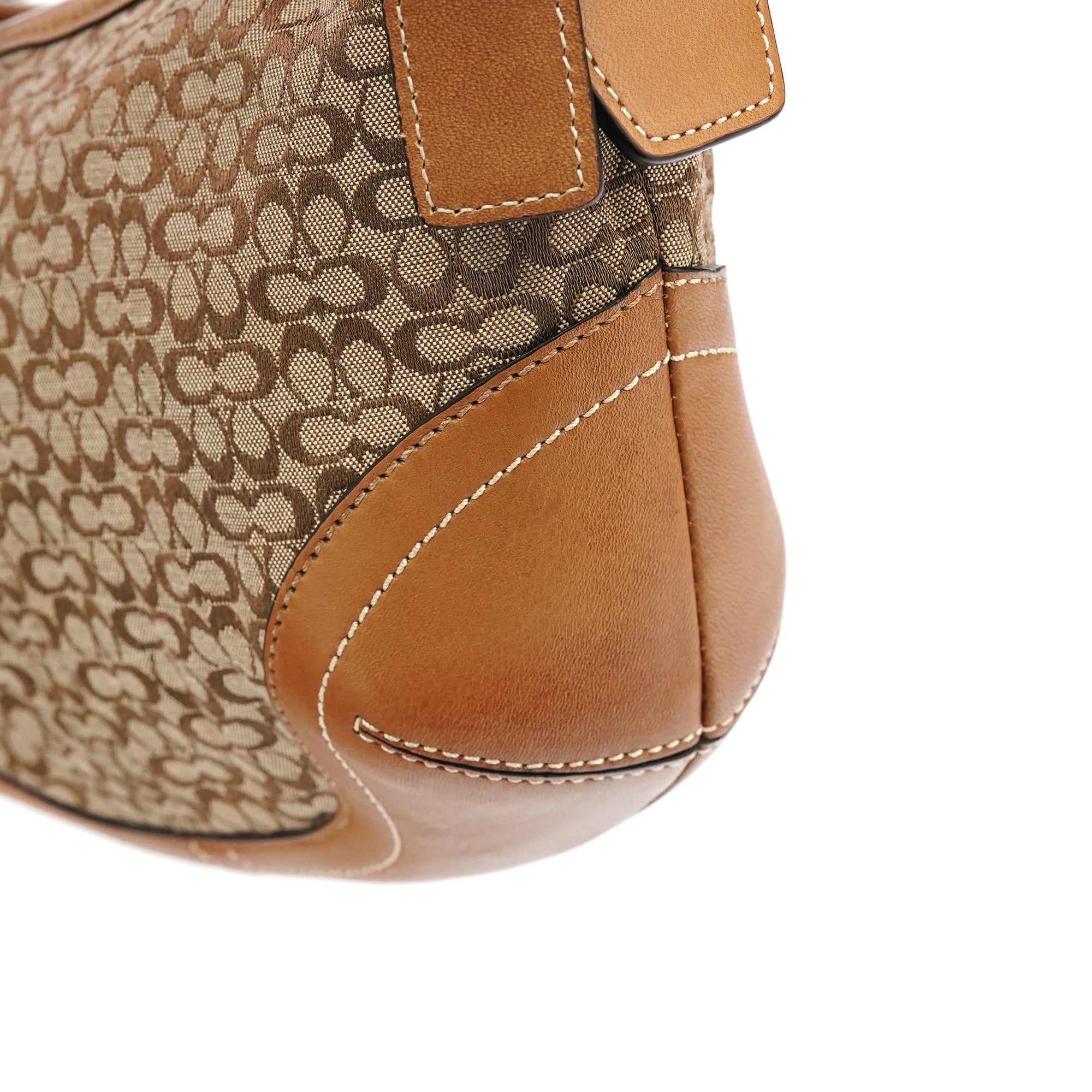 Coach 6351 Borsa a spalla Soho in pelle beige e marrone chiaro