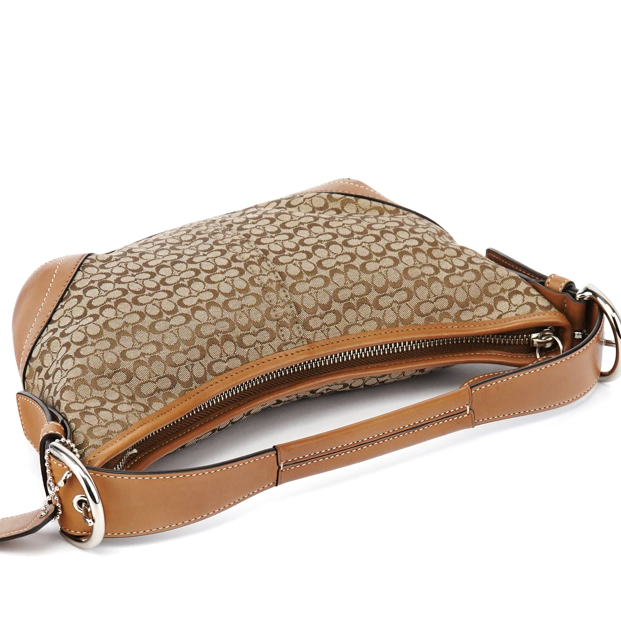 Coach 6351 Borsa a spalla Soho in pelle beige e marrone chiaro