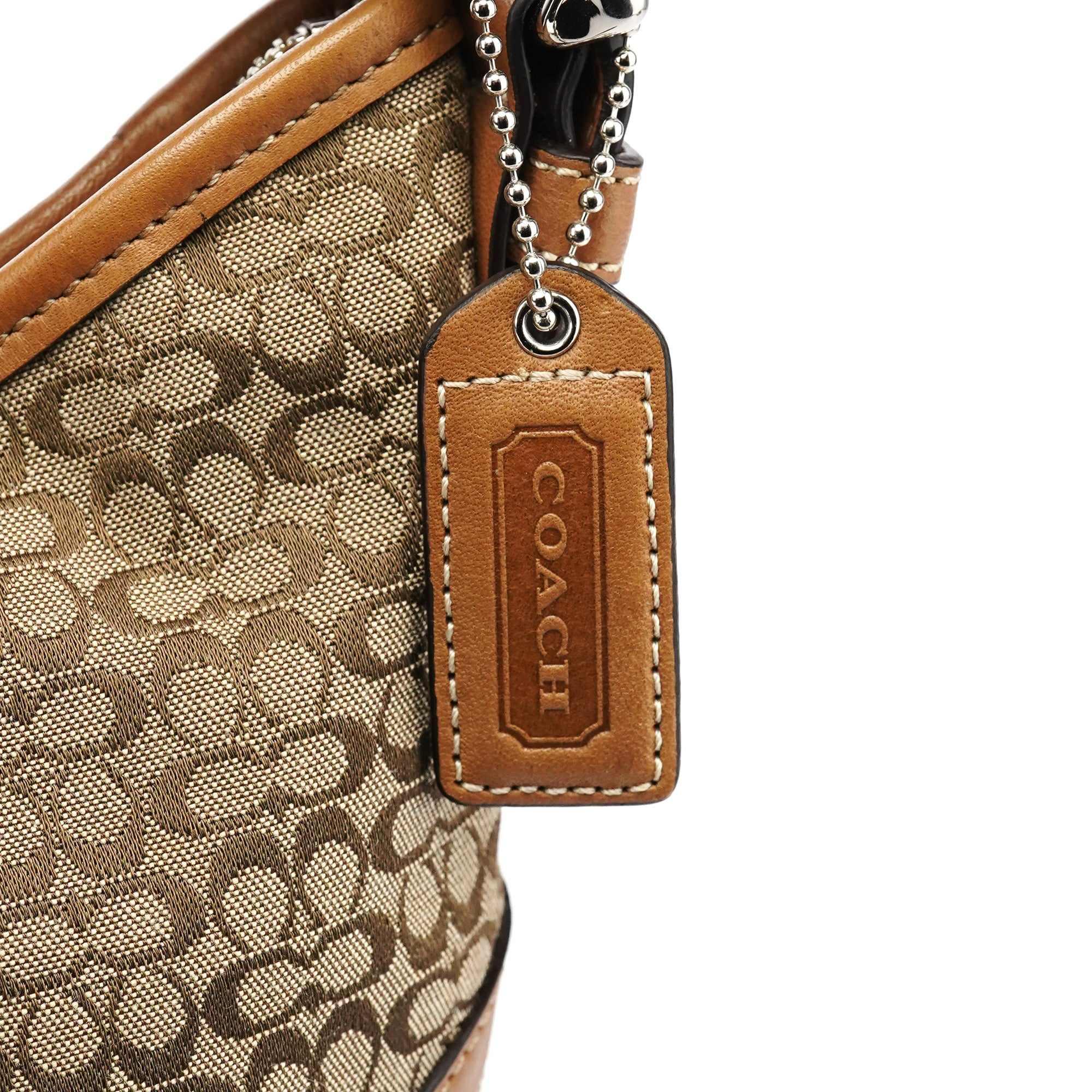 Coach 6351 Borsa a spalla Soho in pelle beige e marrone chiaro
