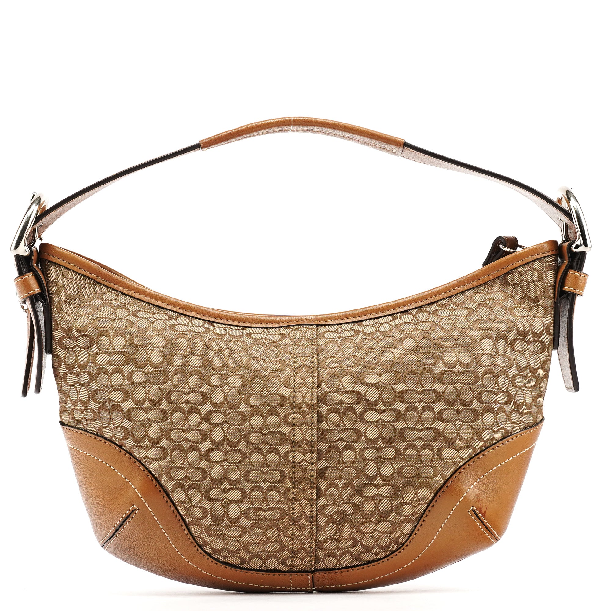 Coach 6351 Borsa a spalla Soho in pelle beige e marrone chiaro