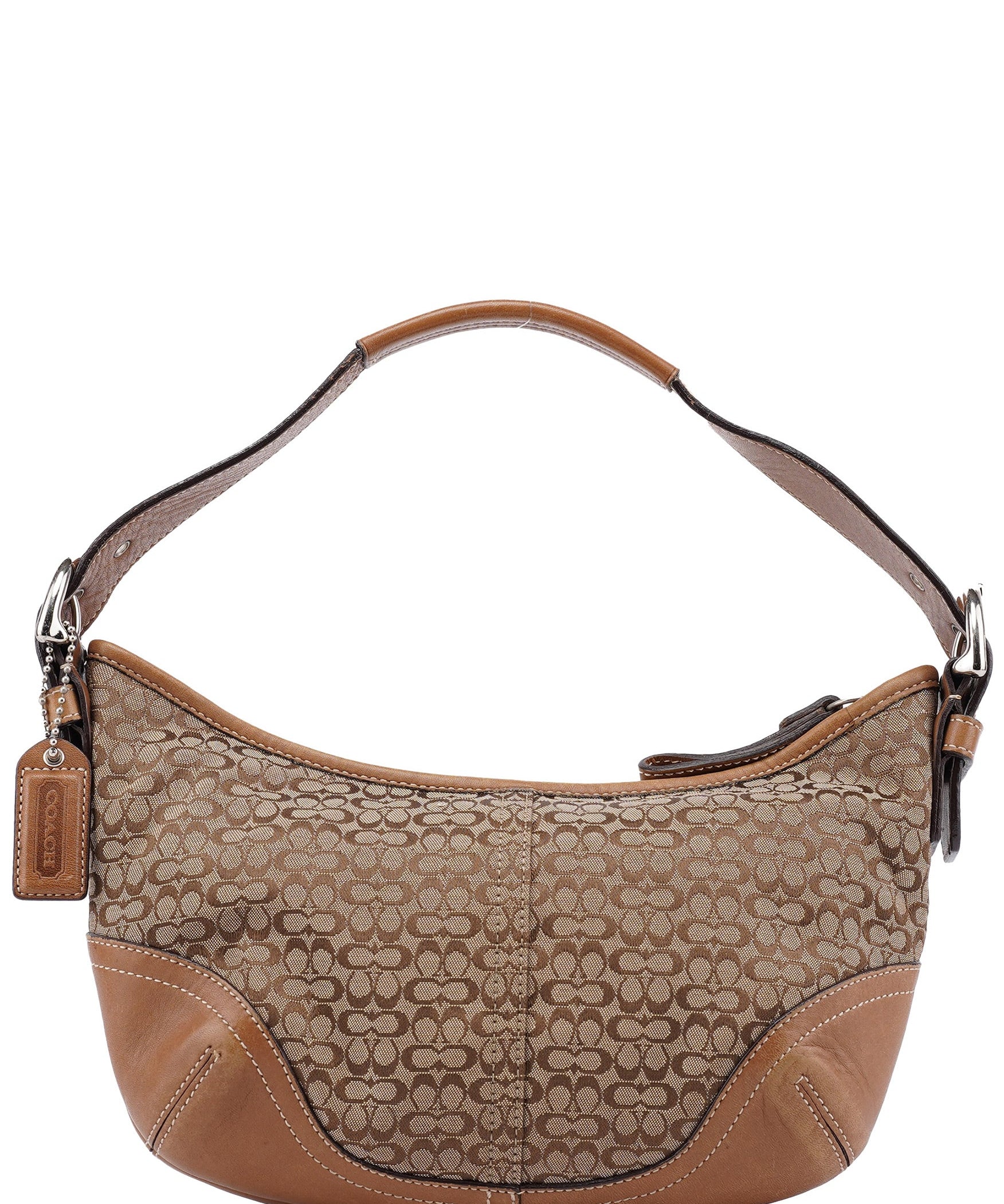 Coach 6351 Beige Signature C Crescent Shoulder Bag