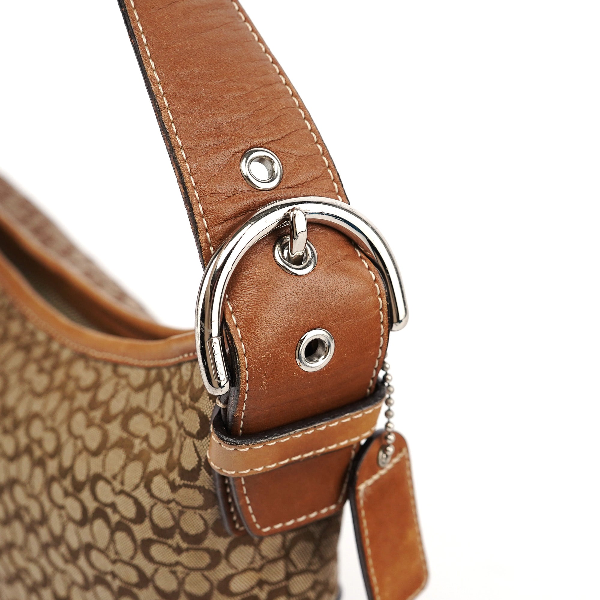 Coach 6351 Beige Signature C Crescent Shoulder Bag