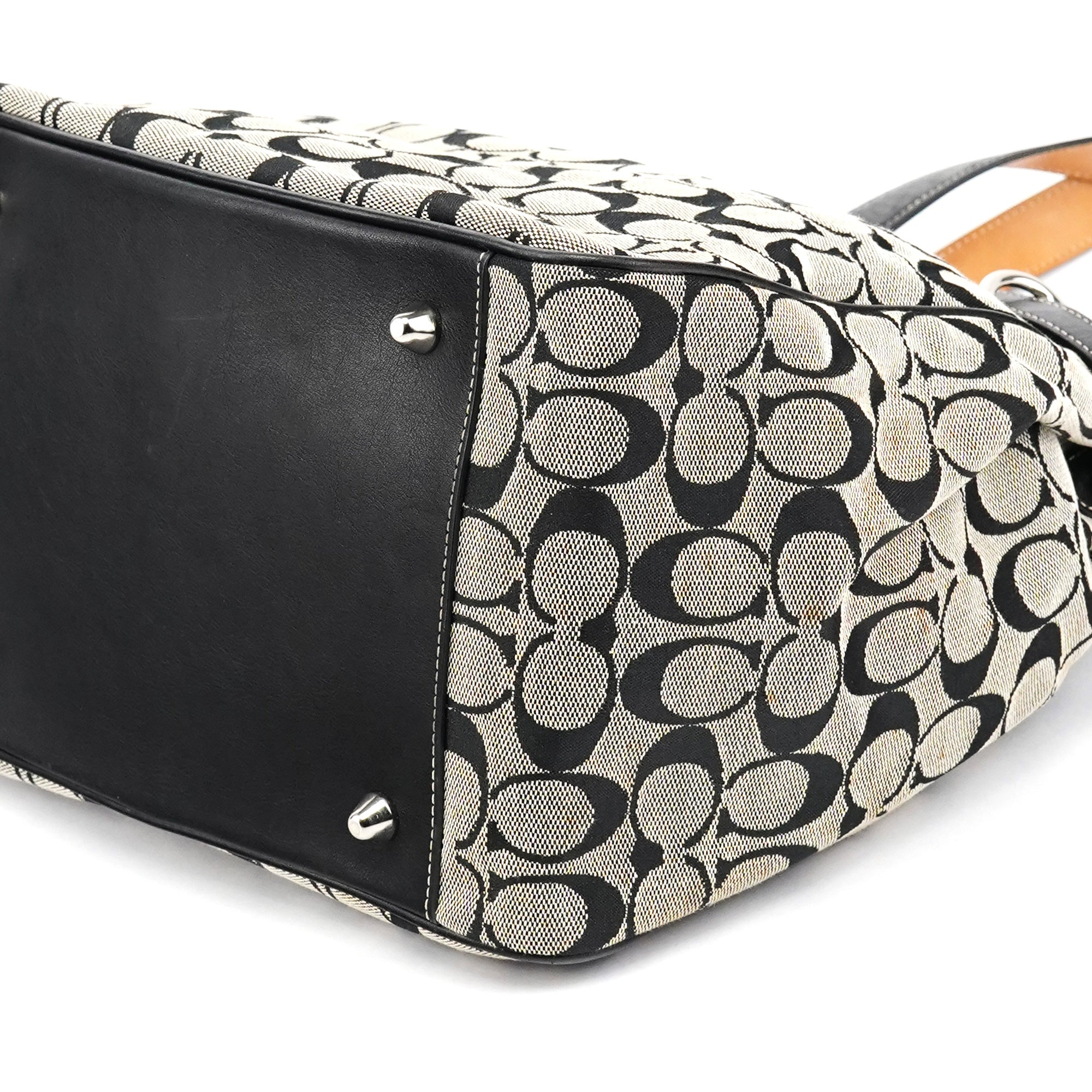 Coach 6352 Grey Black Signature Tote Bag