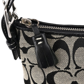 Coach 6371 Grey Black Signature Canvas Shoulder Bag