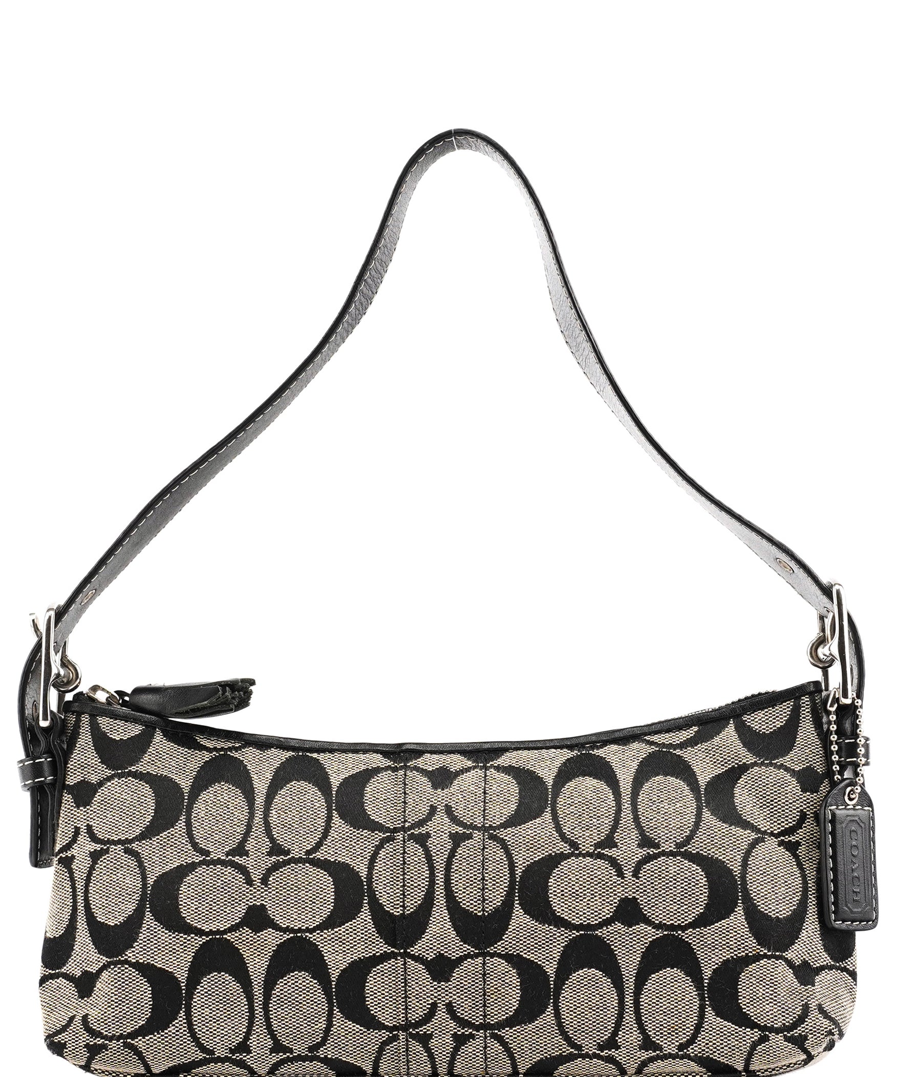 Coach 6371 Grey Black Signature Canvas Shoulder Bag