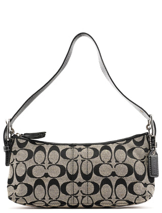 Coach 6371 Grey Black Signature Canvas Shoulder Bag