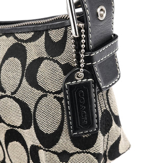 Coach 6371 Grey Black Signature Canvas Shoulder Bag