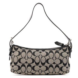 Coach 6371 Grey Black Signature Canvas Shoulder Bag