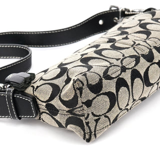 Coach 6371 Grey Black Signature Canvas Shoulder Bag