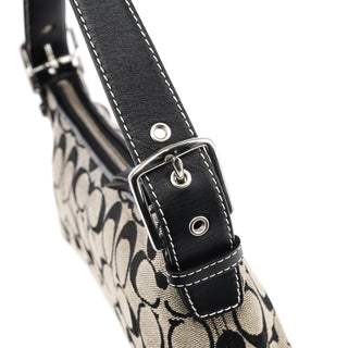 Coach 6371 Grey Black Signature Canvas Shoulder Bag