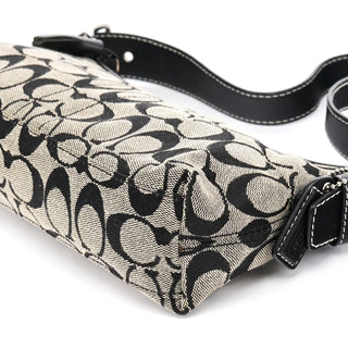 Coach 6371 Grey Black Signature Canvas Shoulder Bag