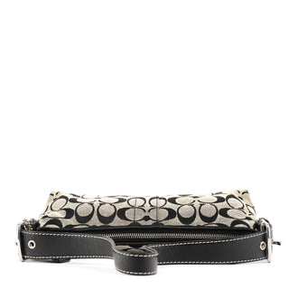 Coach 6371 Grey Black Signature Canvas Shoulder Bag