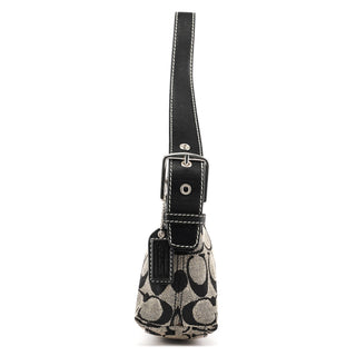 Coach 6371 Grey Black Signature Canvas Shoulder Bag