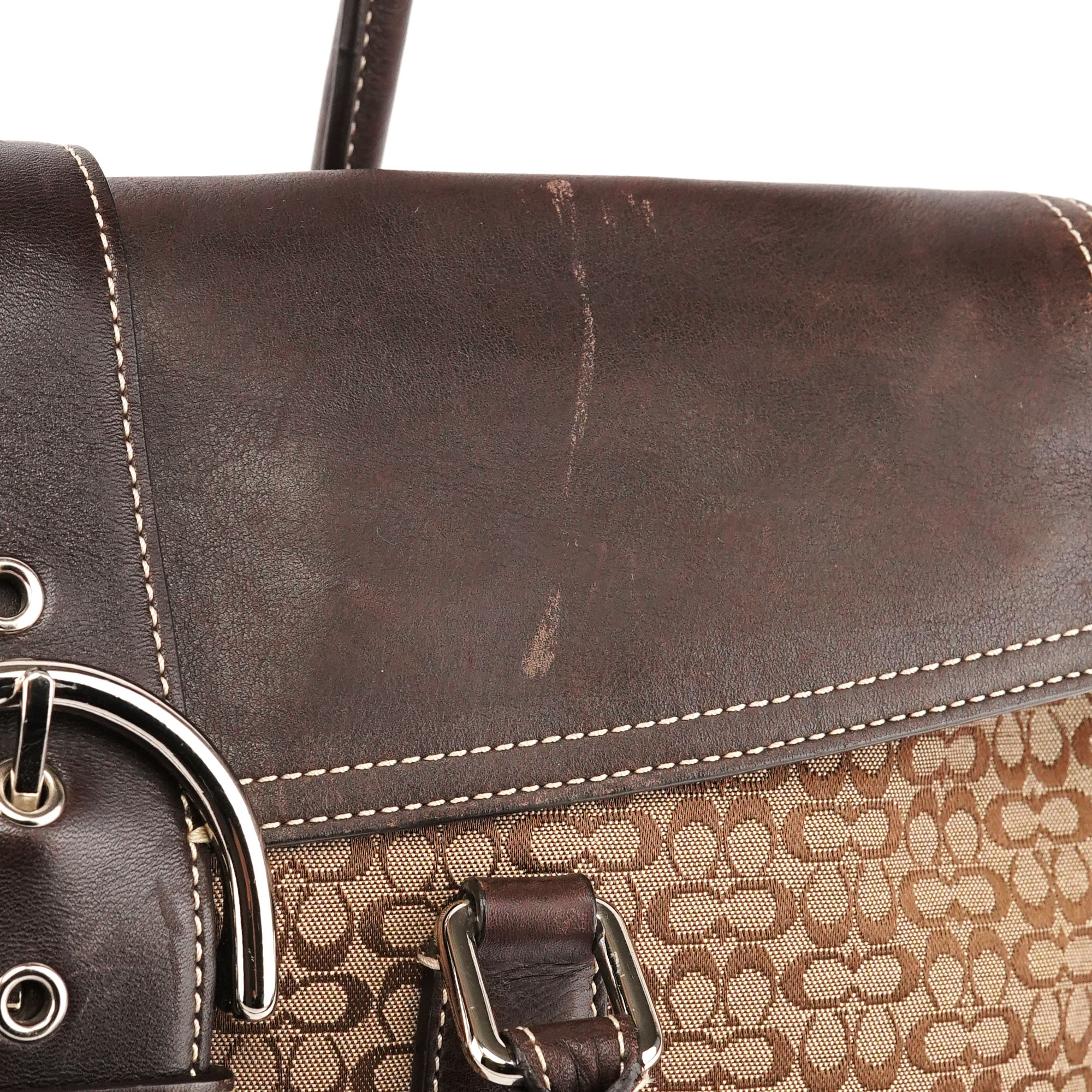 Coach 6388 Beige Brown Signature Soho Bowling Bag