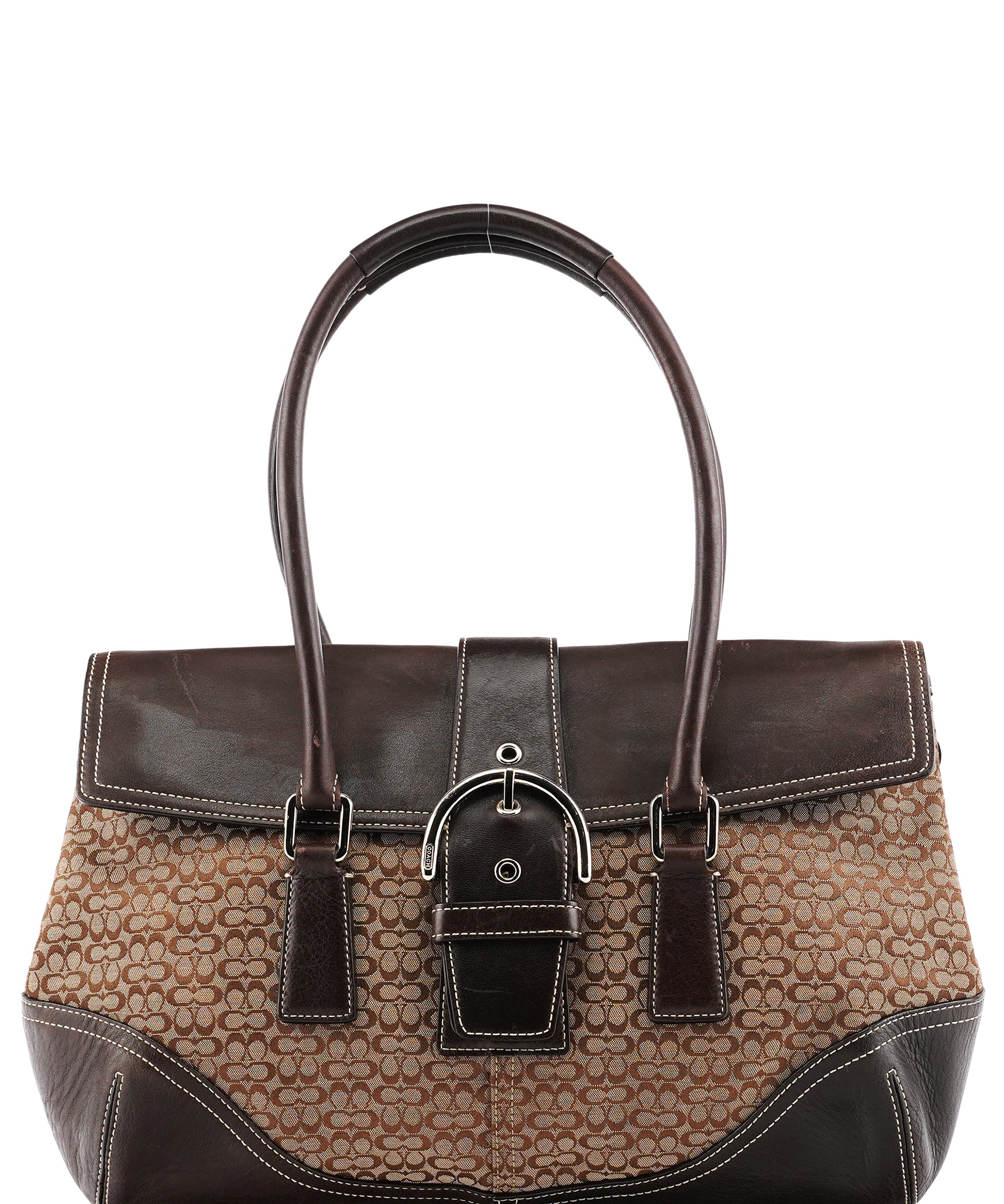 Coach 6388 Beige Brown Signature Soho Bowling Bag