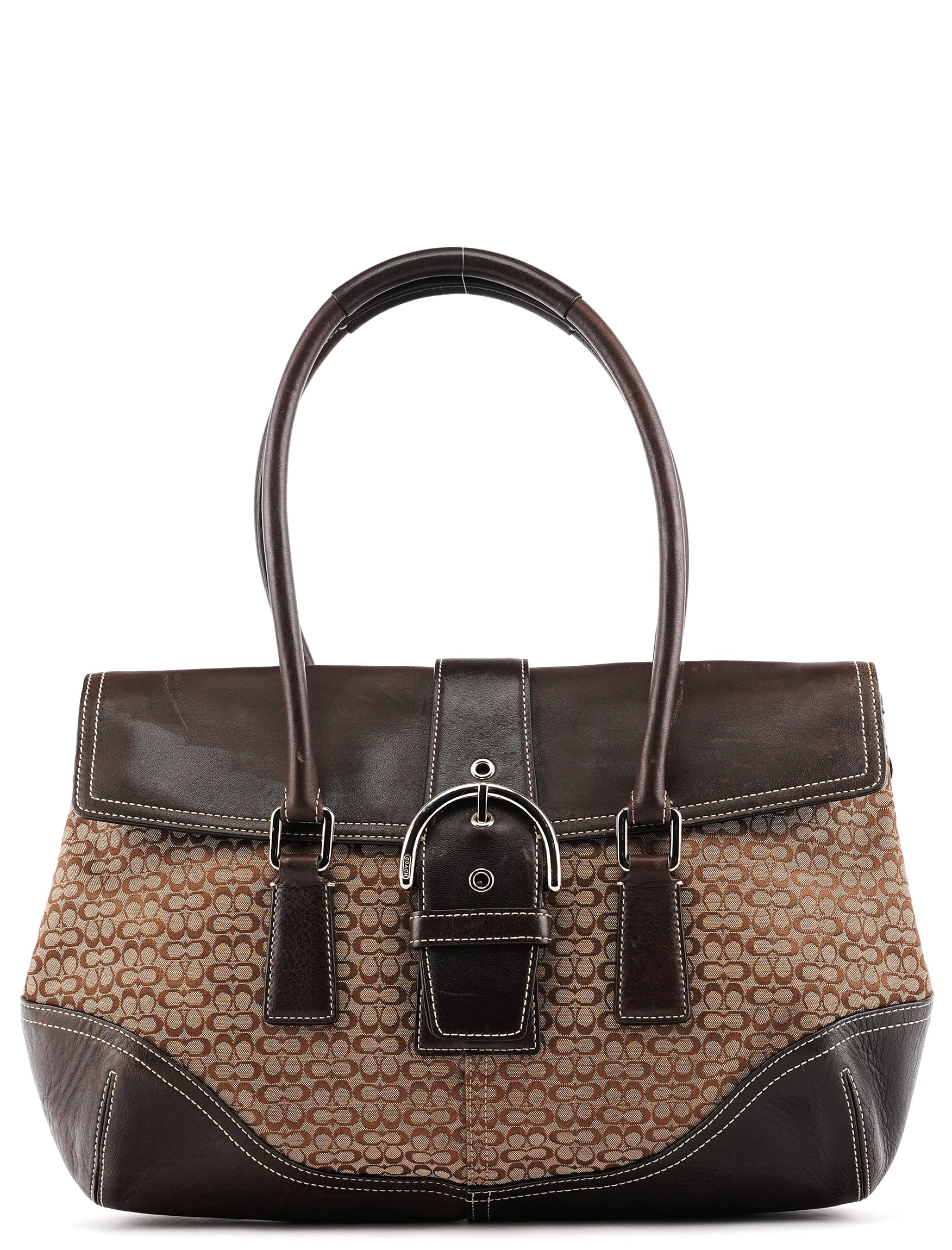 Coach 6388 Beige Brown Signature Soho Bowling Bag