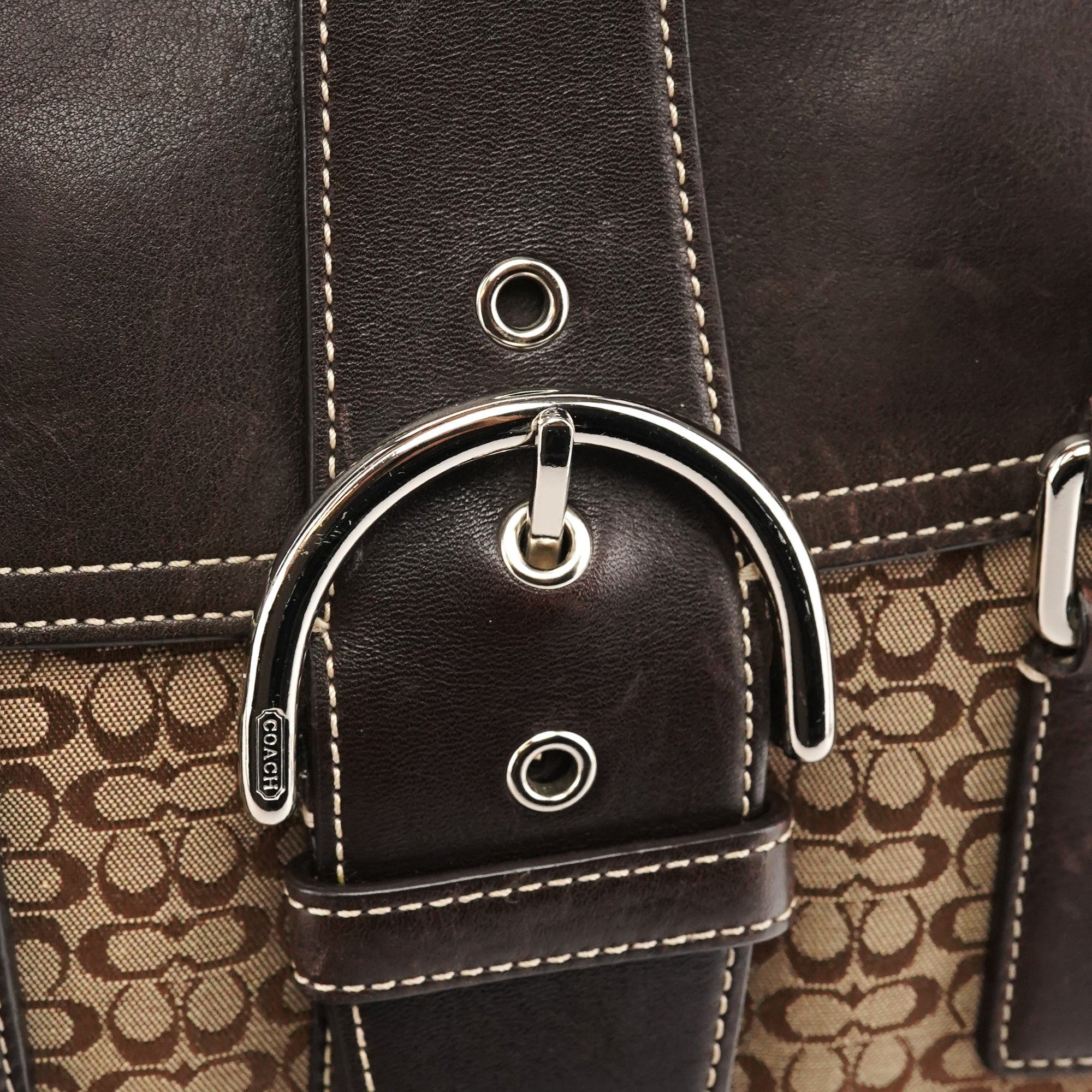 Coach 6388 Beige Brown Signature Soho Bowling Bag