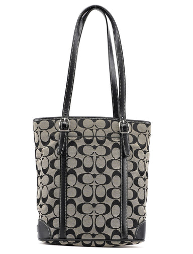 Coach 6612 Beige Black Signature C Tote Bag