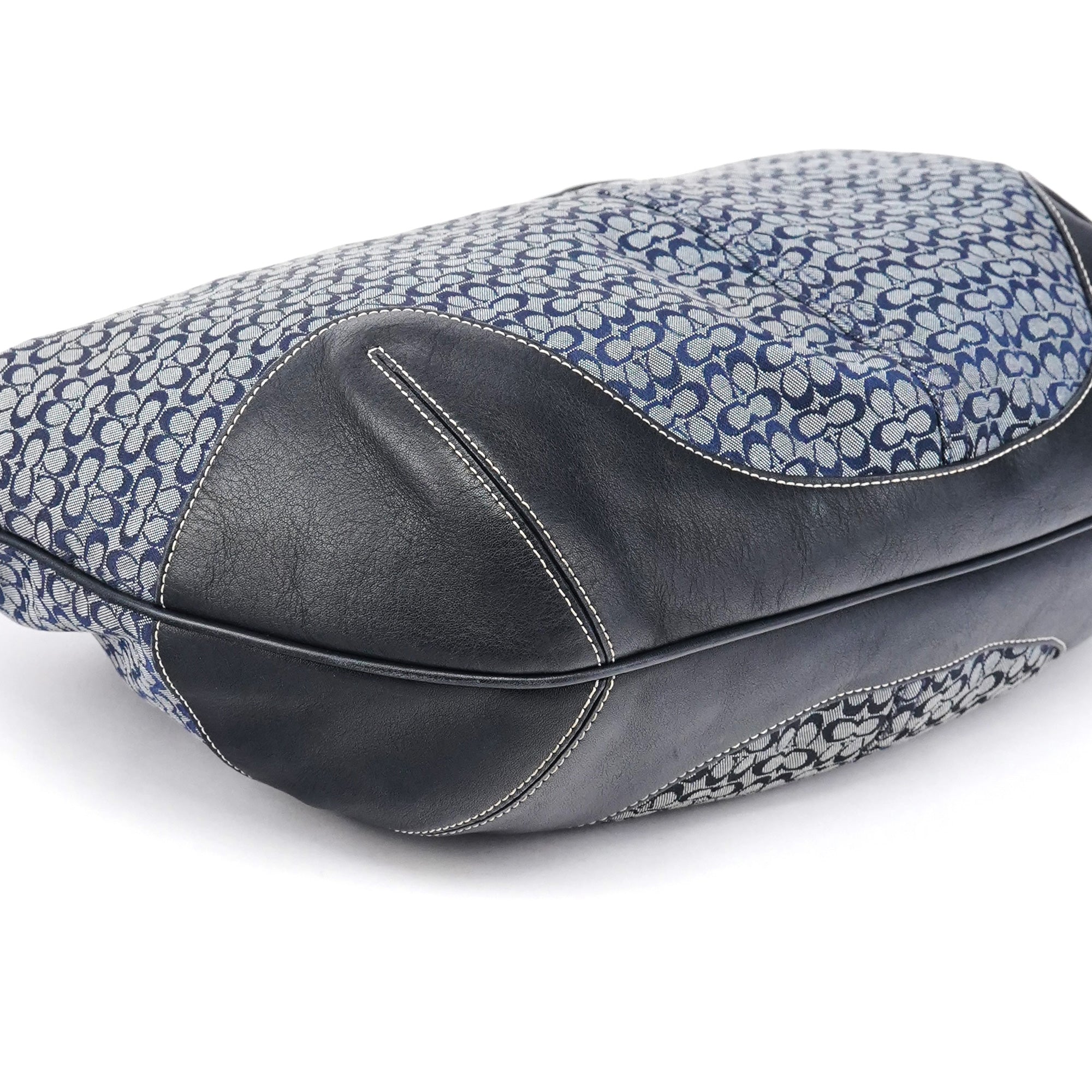 Coach 6618 Grey Black Signature Canvas Ergo Hobo Bag