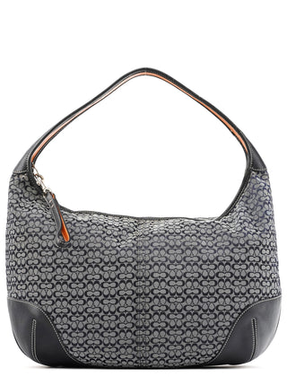 Coach 6618 Grey Black Signature Hobo Shoulder Bag