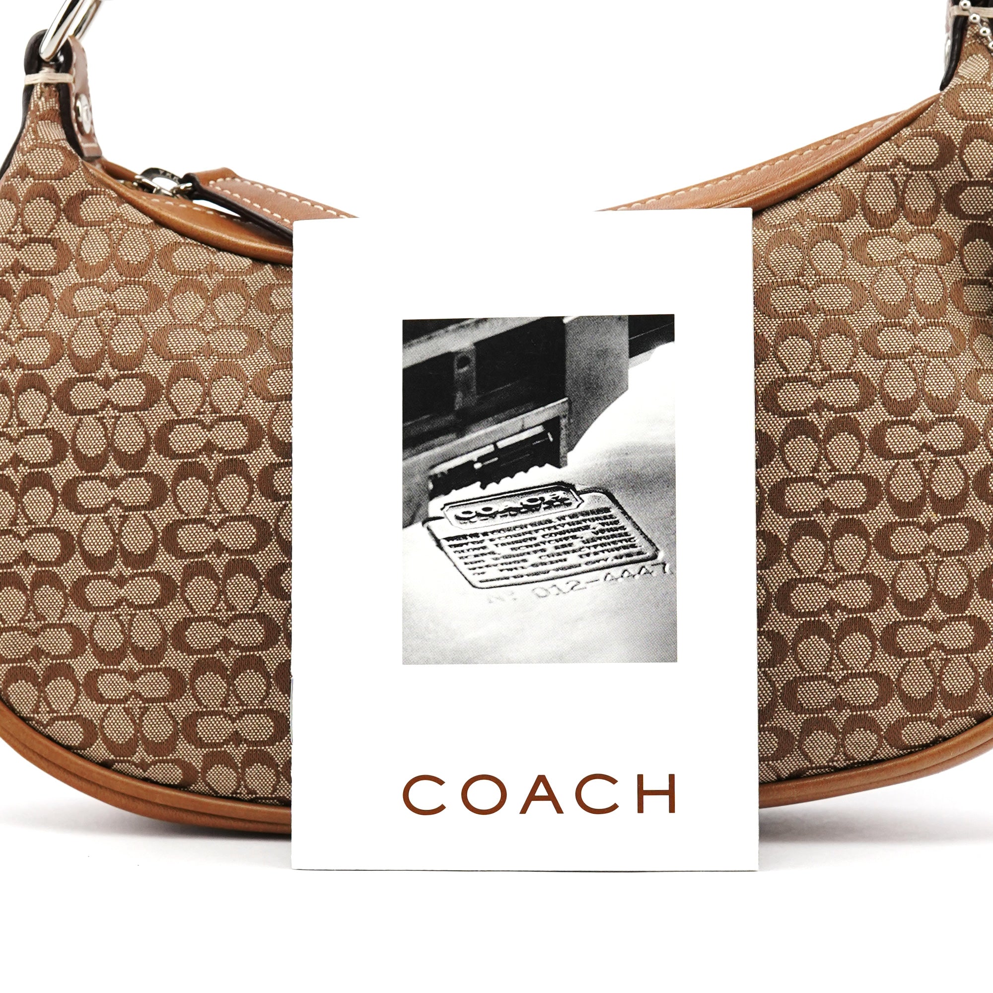 Coach 6623 Sac porté épaule en toile Signature camel et marron