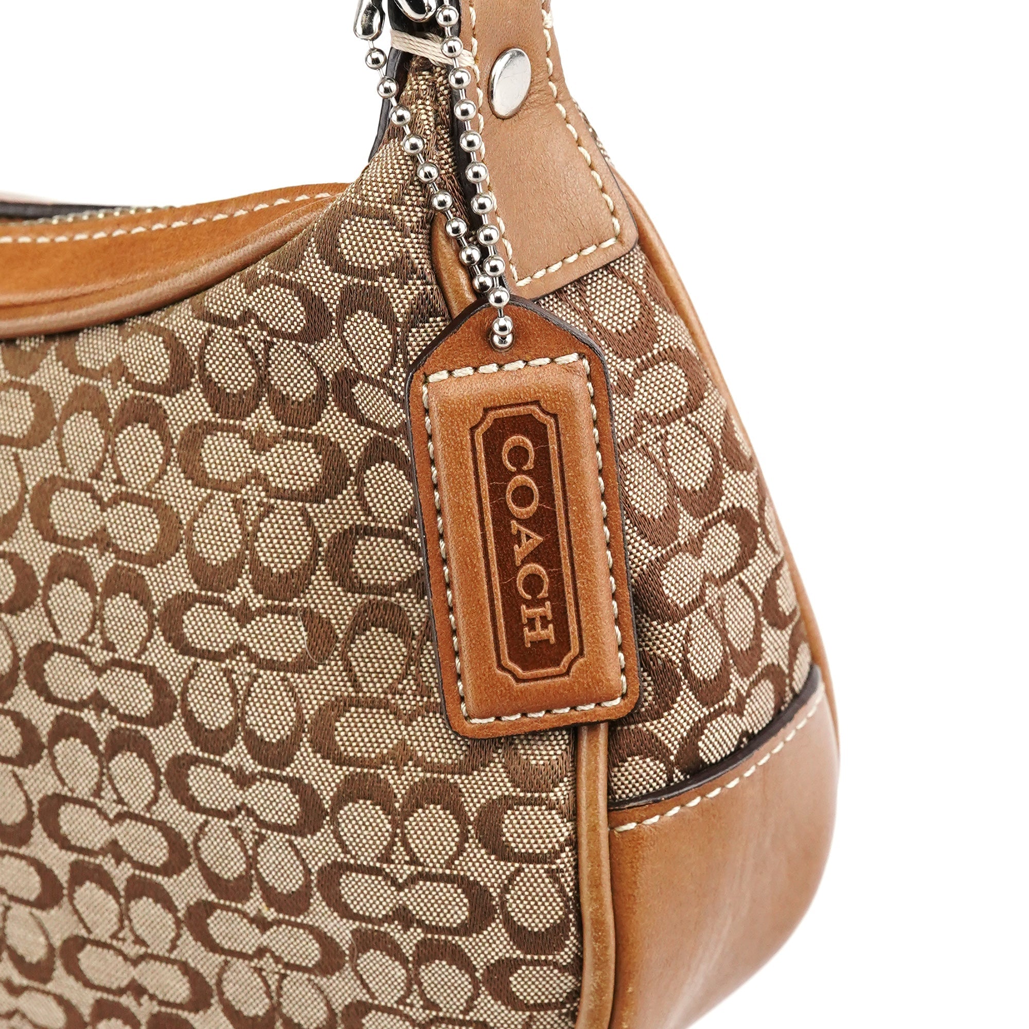 Coach 6623 Sac porté épaule en toile Signature camel et marron