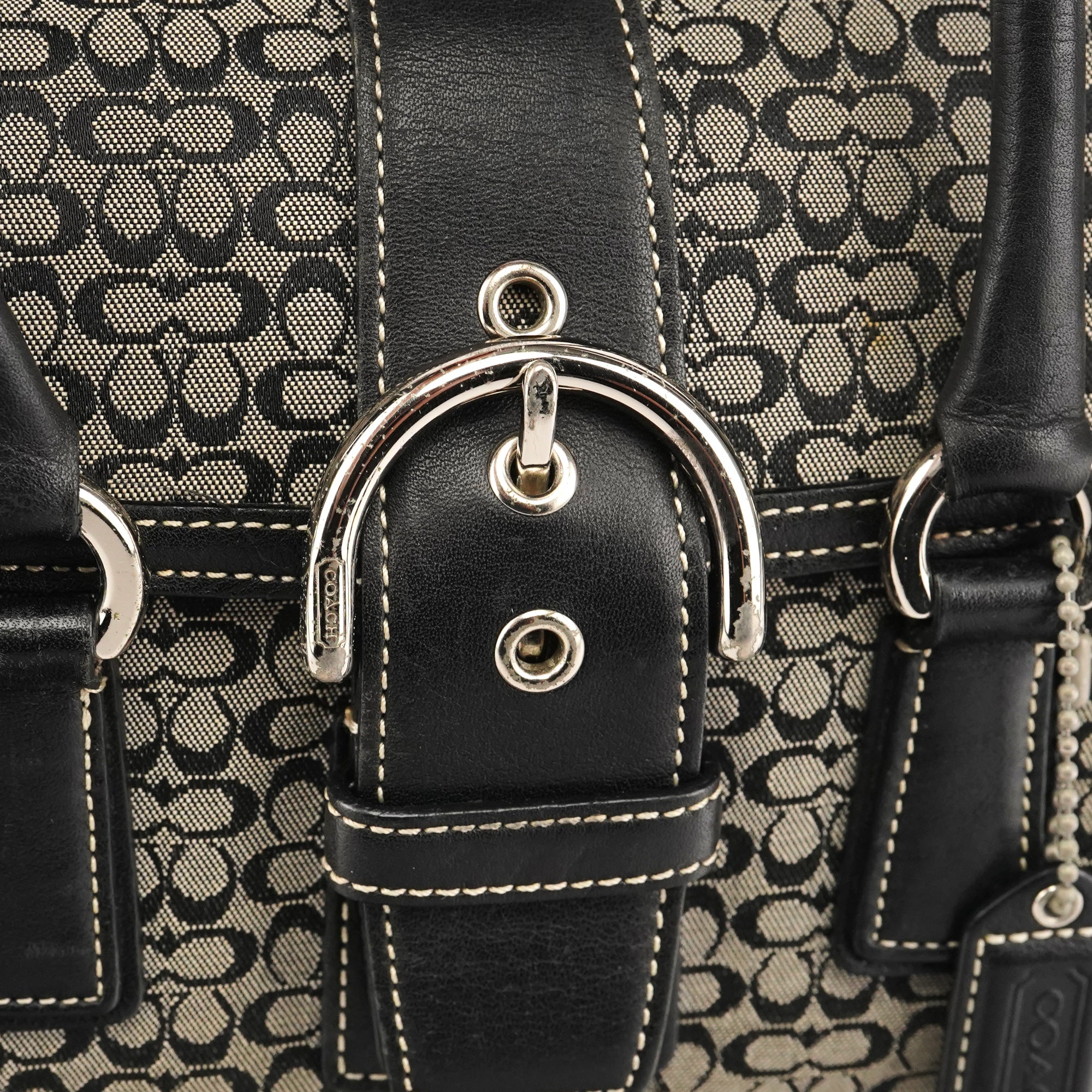Coach 6819 Grey Black Signature Soho Boston Bag
