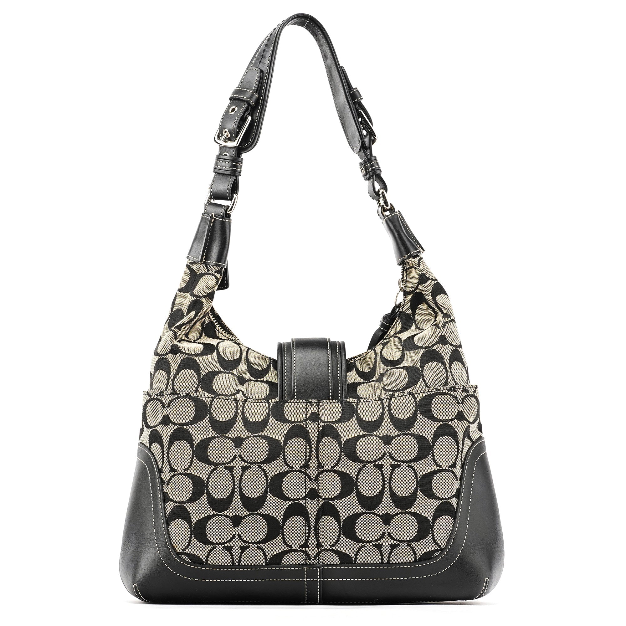 Coach 6824 Soho Schultertasche aus grauem Signature Canvas