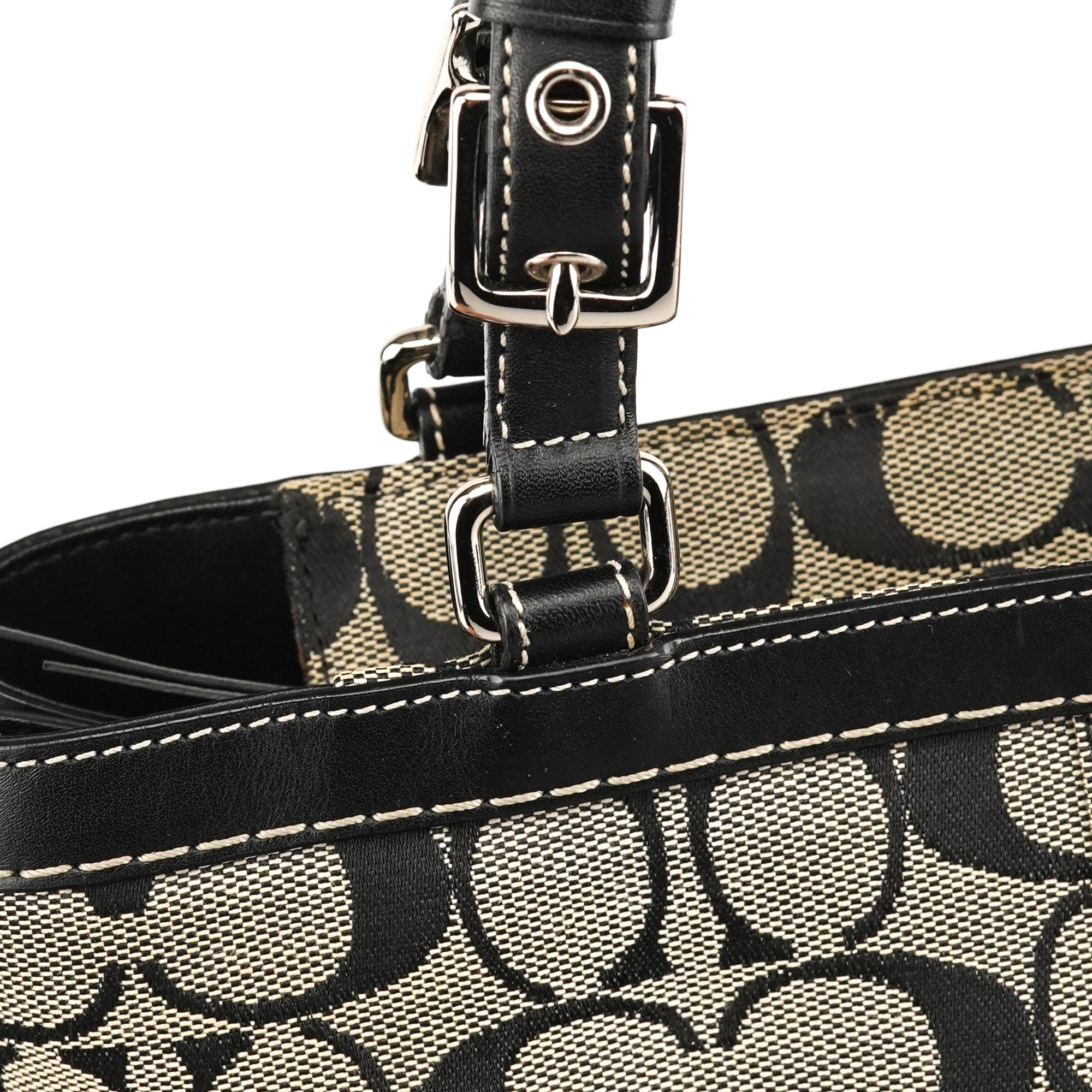 Coach 6830 Grey Black Signature Canvas Tote Bag