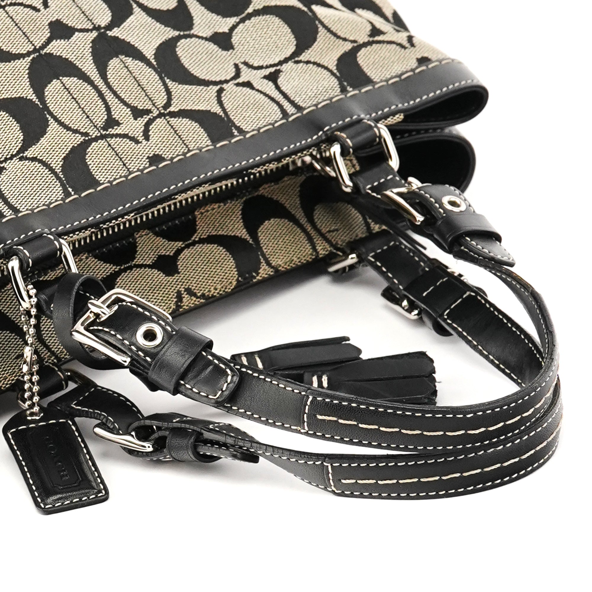 Coach 6830 Grey Black Signature Canvas Tote Bag