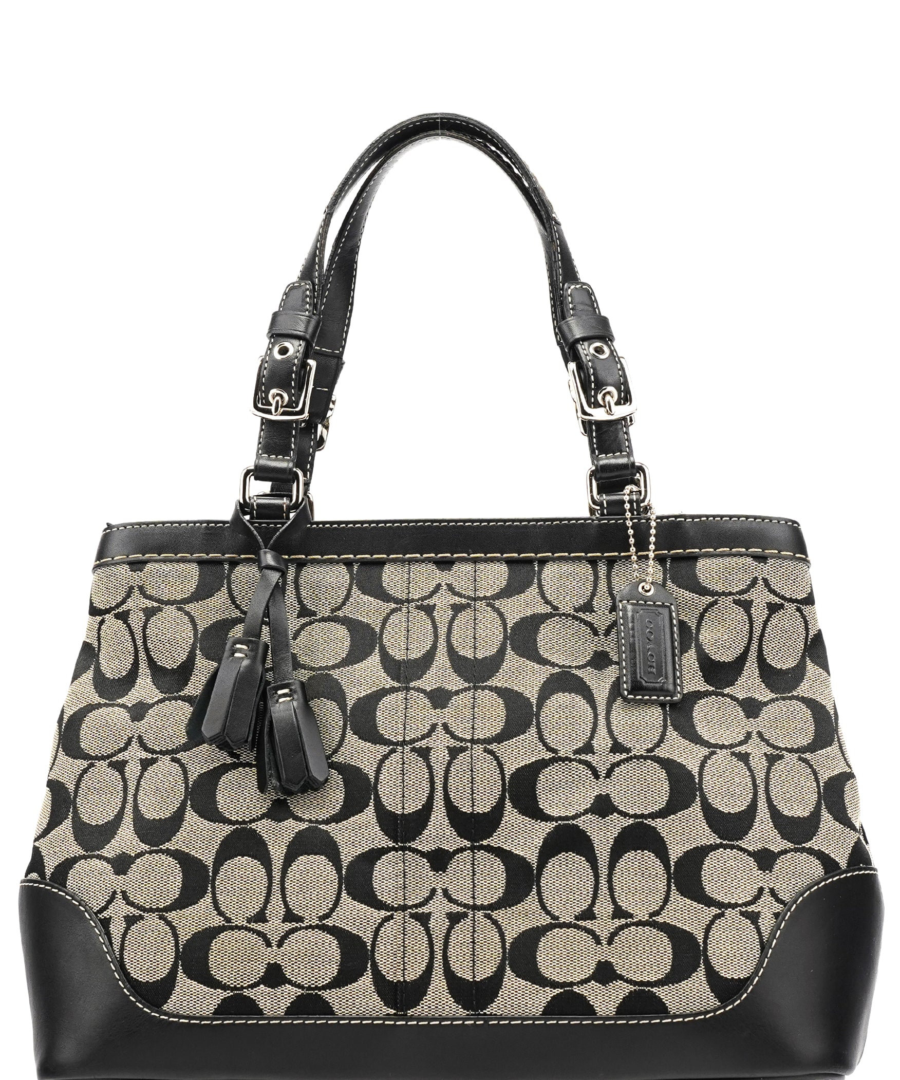 Coach 6830 Grey Black Signature Canvas Tote Bag