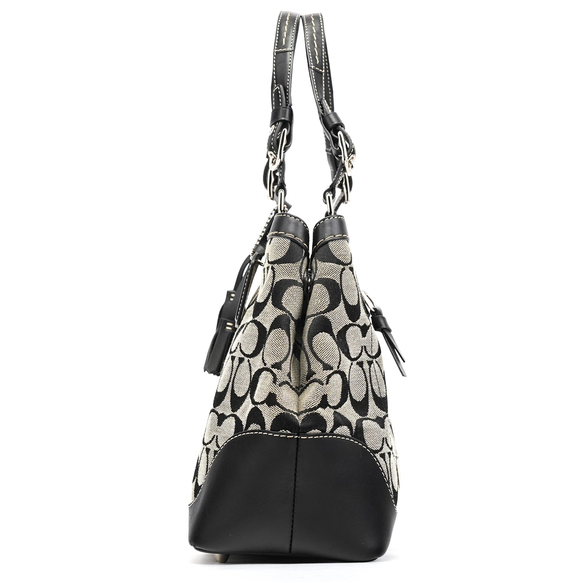 Coach 6830 Sac cabas en toile Signature grise et noire