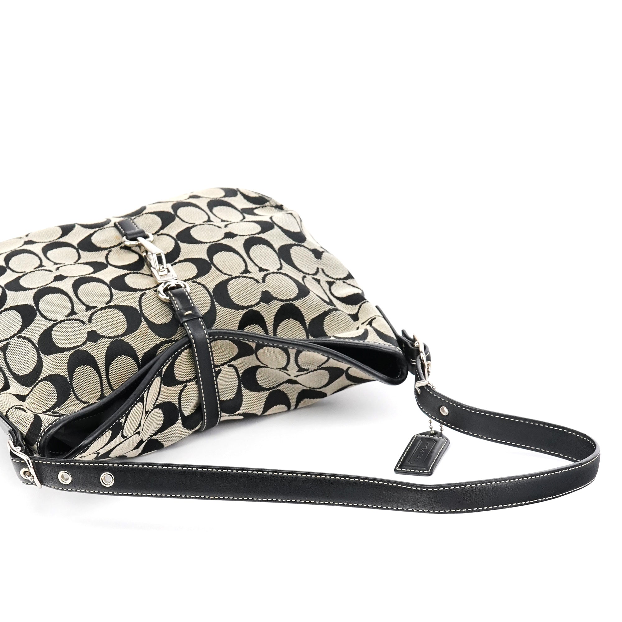 Coach 6845 Sac porté épaule Soft Clip en toile Signature grise et noire