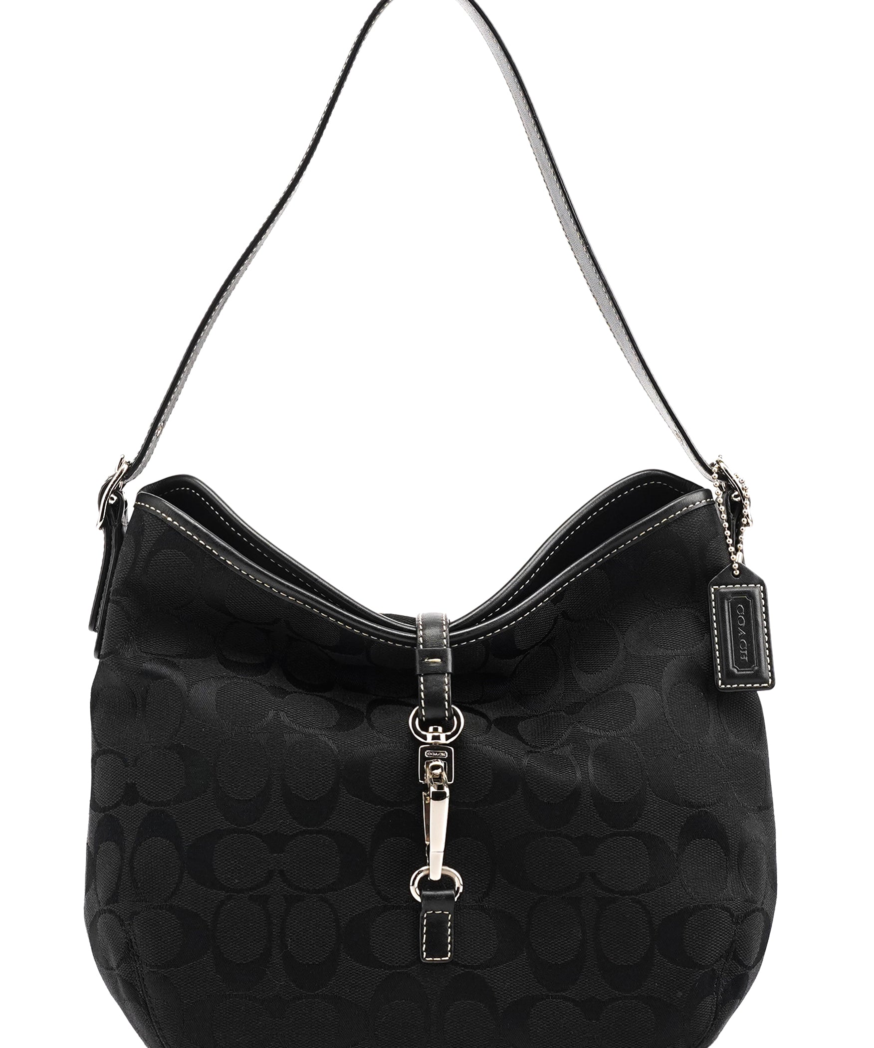 Coach 6845 Black Signature Canvas Hampton Shoulder Bag