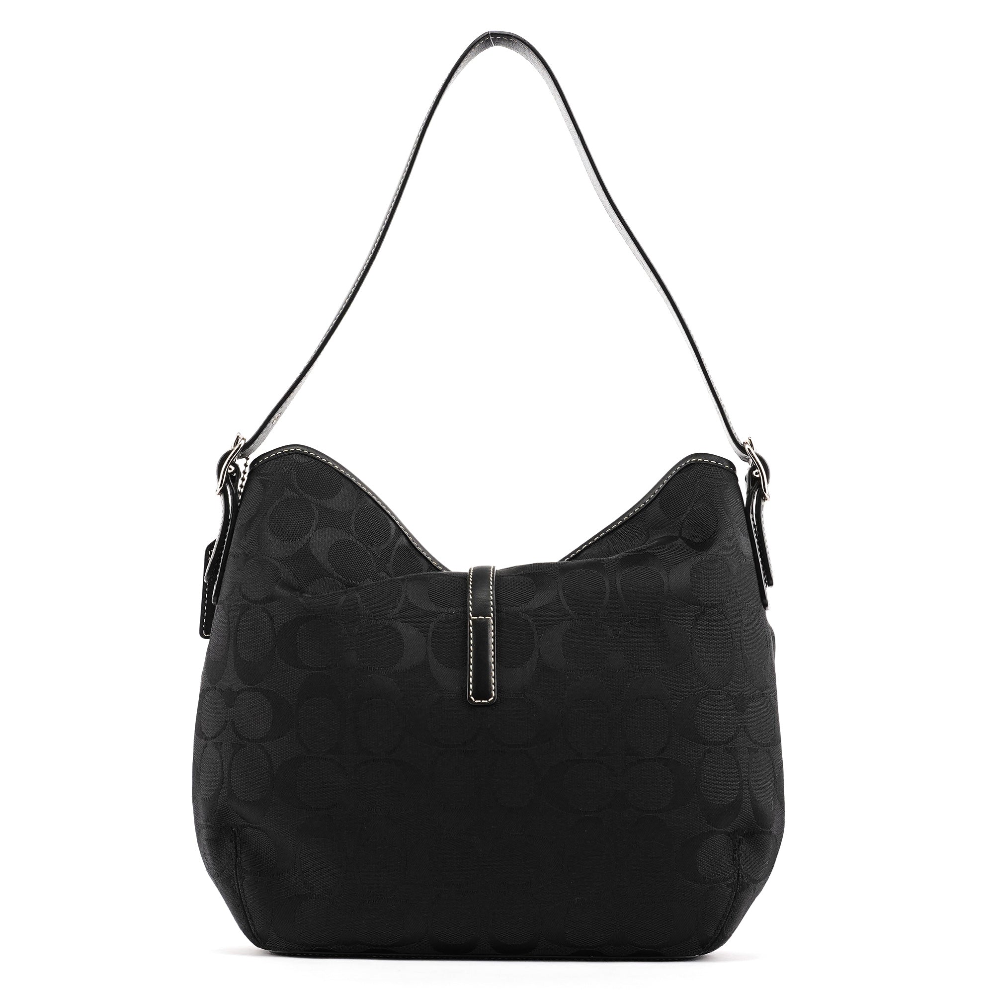 Coach 6845 Hampton Schultertasche aus schwarzem Signature Canvas