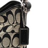 Coach 6845 Grey Black Signature Hobo Shoulder Bag