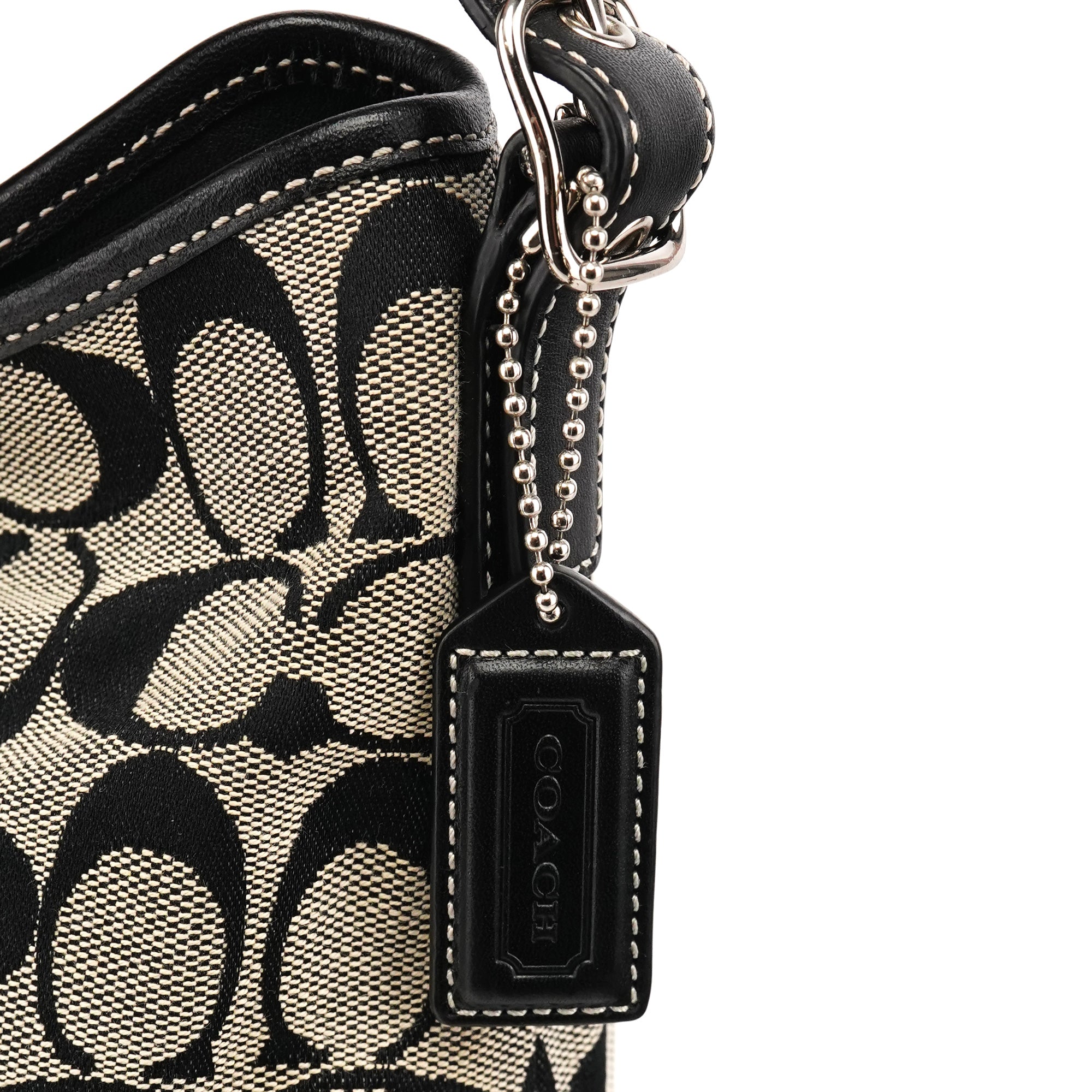 Coach 6845 Grey Black Signature Hobo Shoulder Bag
