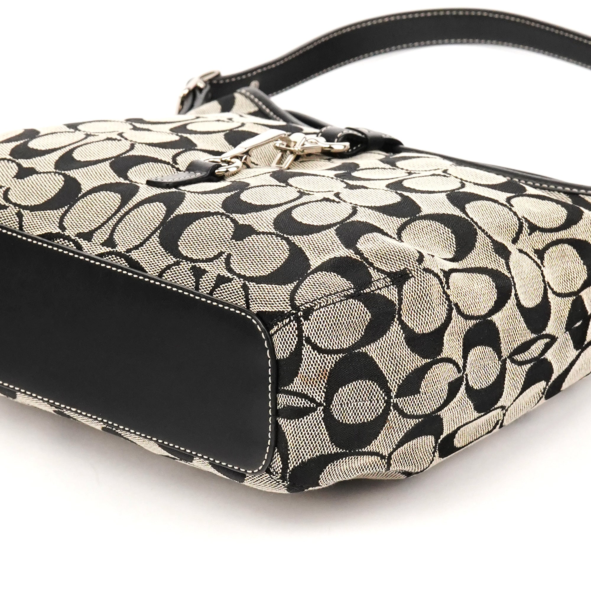 Coach 6845 Grey Black Signature Hobo Shoulder Bag