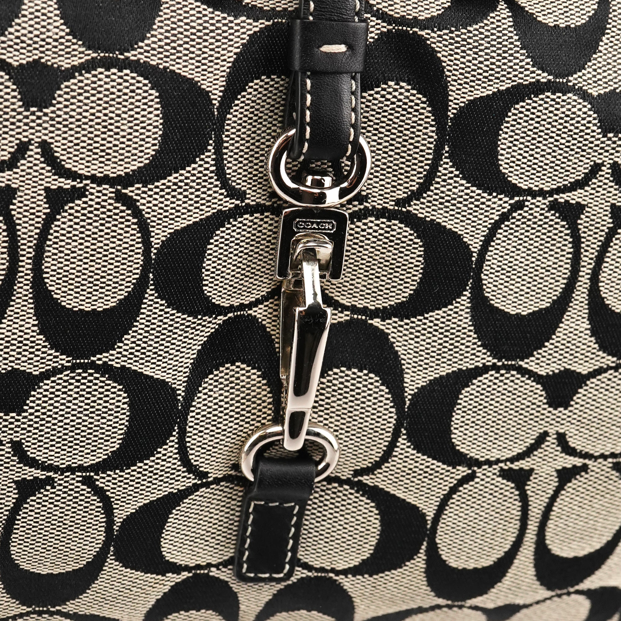 Coach 6845 Grey Black Signature Hobo Shoulder Bag