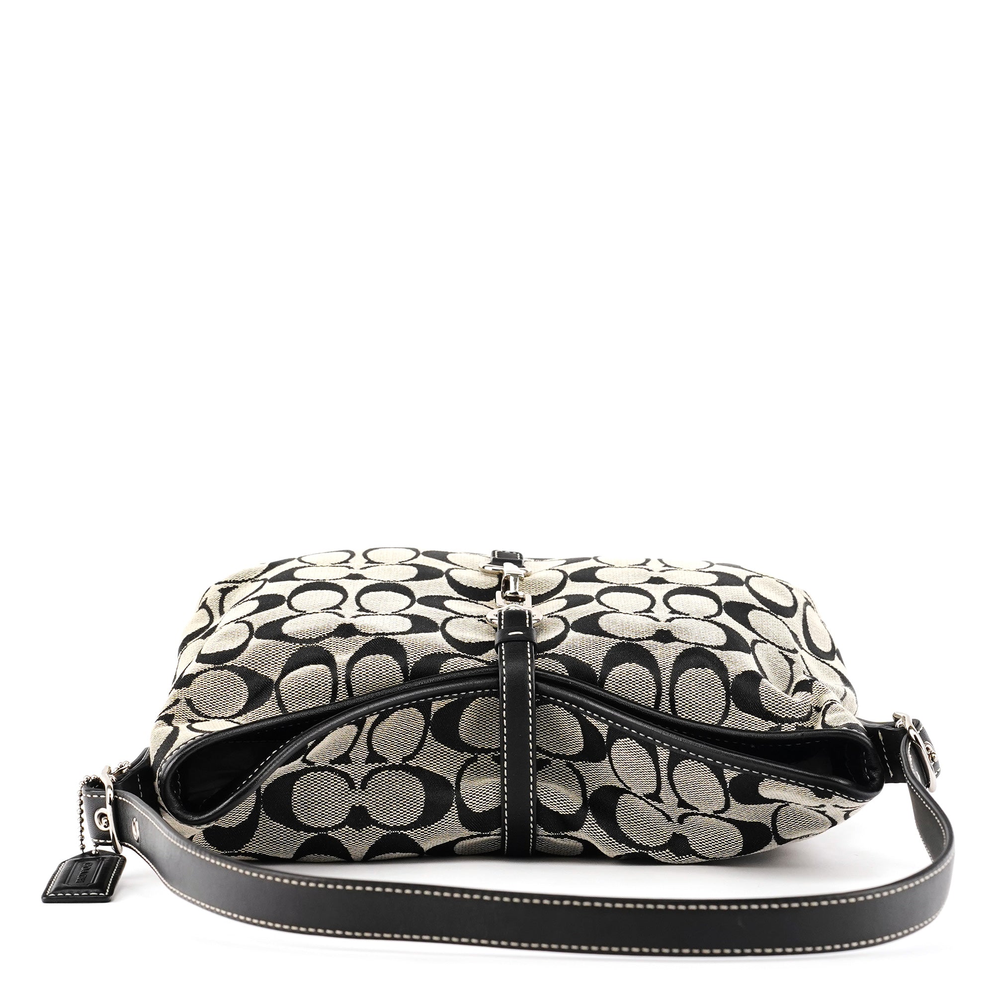 Coach 6845 Grey Black Signature Hobo Shoulder Bag