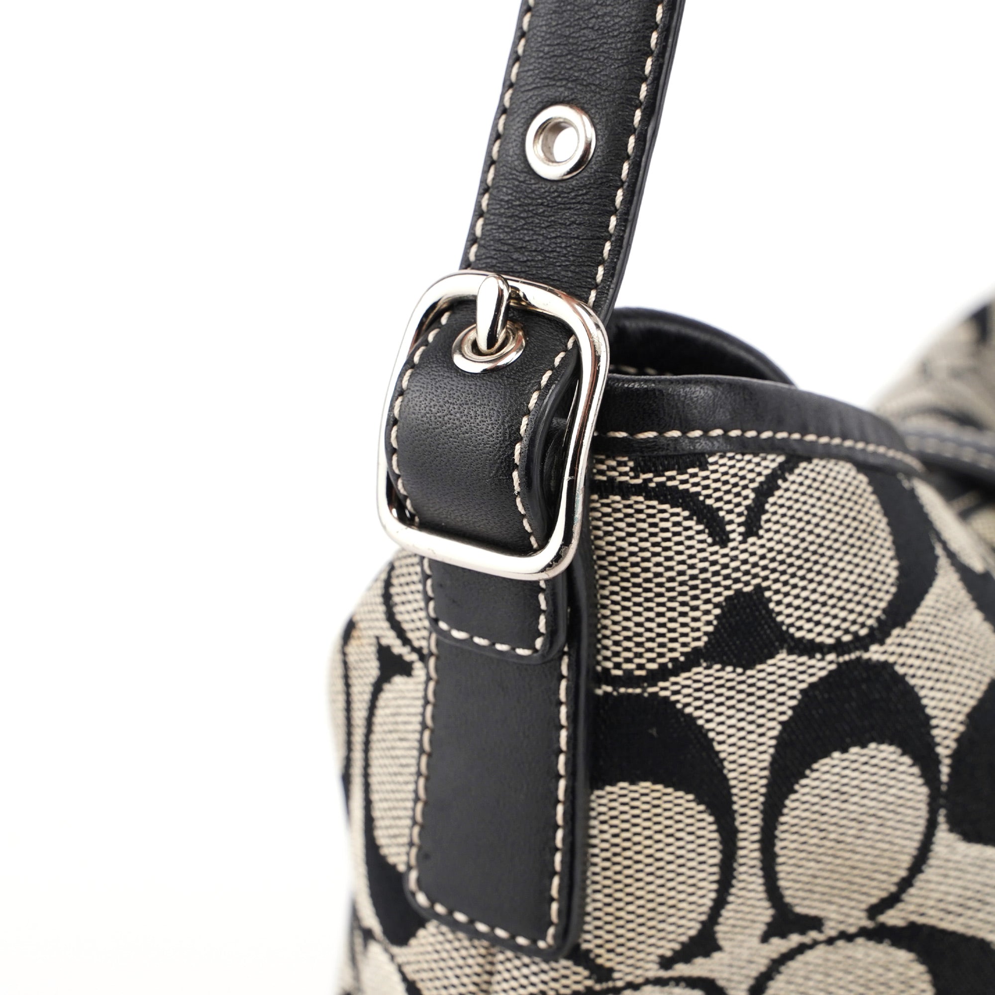Coach 6845 Grey Signature C Clasp Hobo Shoulder Bag