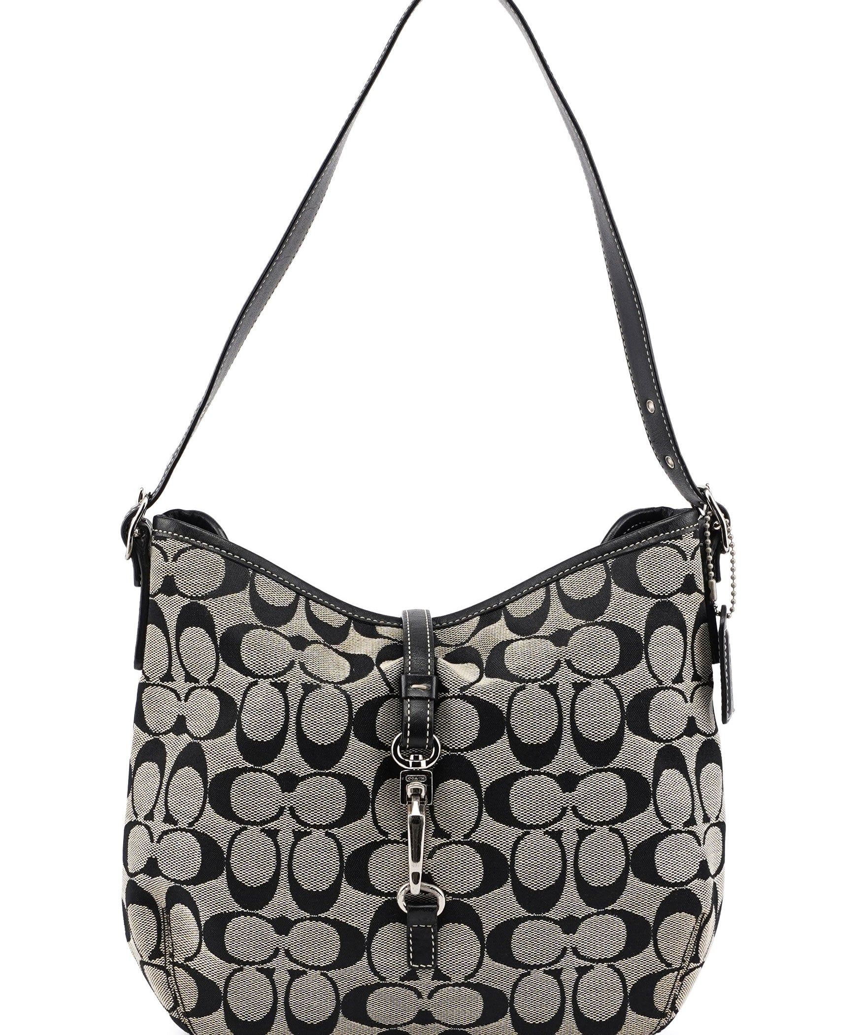 Coach 6845 Grey Signature C Clasp Hobo Shoulder Bag