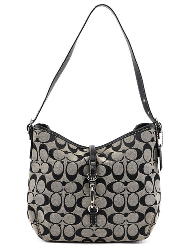 Coach 6845 Grey Signature C Clasp Hobo Shoulder Bag