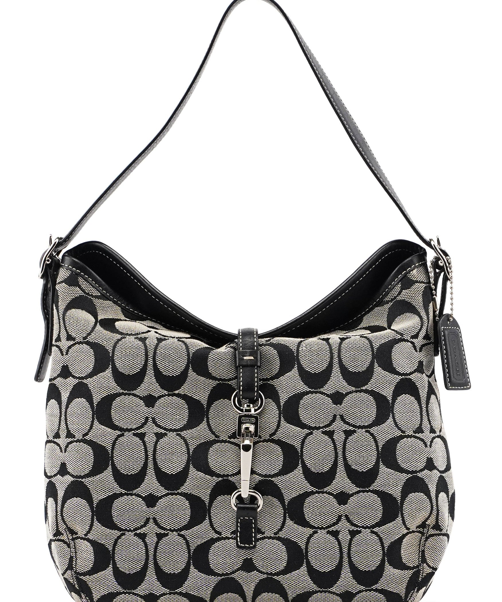 Coach 6845 Grey Signature C Clasp Hobo Shoulder Bag