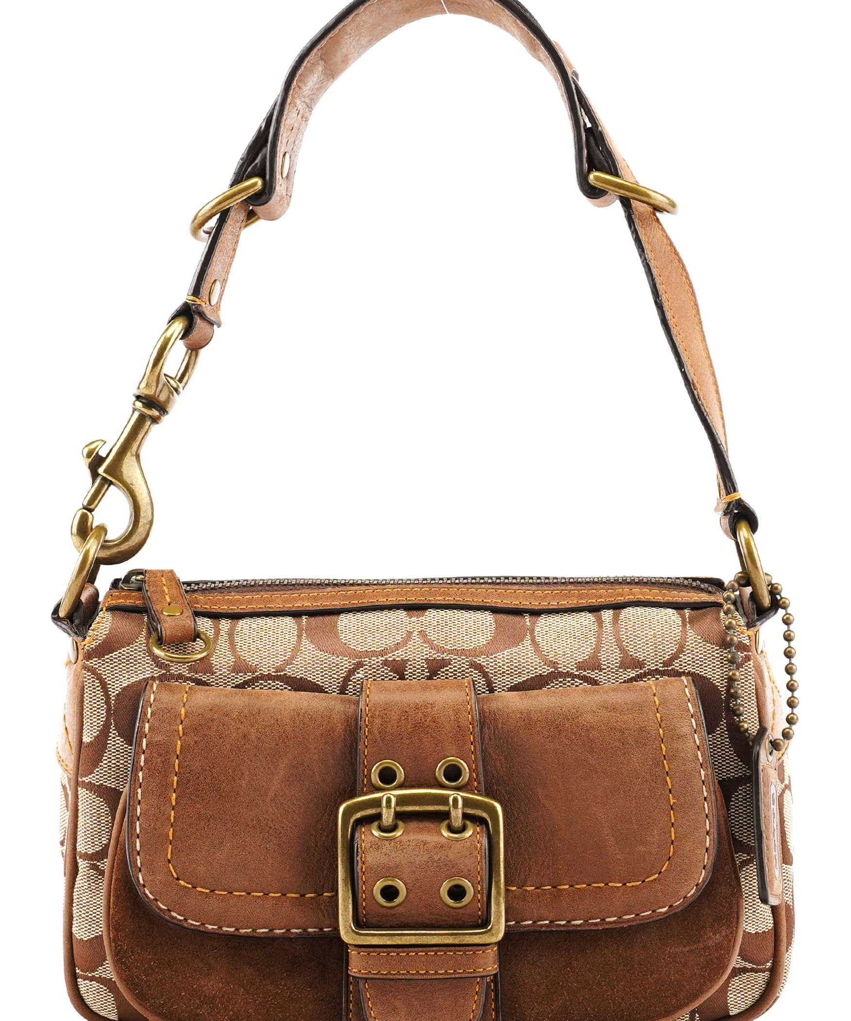 Coach 7061 Beige Brown Signature Soho Shoulder Bag