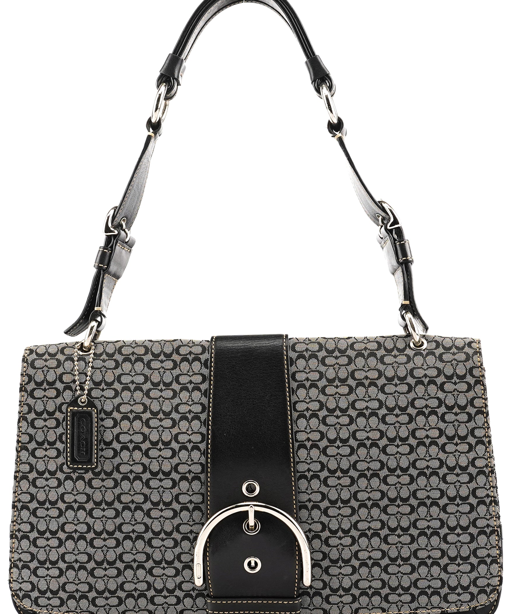 Coach 7076 Grey Black Signature Soho Top Handle Bag