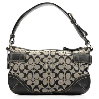 Coach 7077 Grey Black Signature 2-Way Shoulder Bag