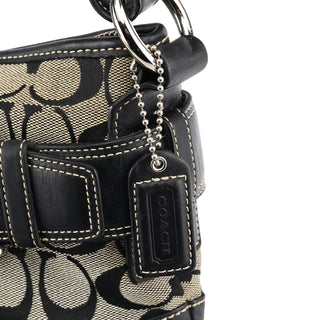 Coach 7077 Grey Black Signature 2-Way Shoulder Bag