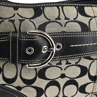 Coach 7077 Grey Black Signature 2-Way Shoulder Bag
