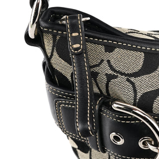 Coach 7077 Grey Black Signature 2-Way Shoulder Bag